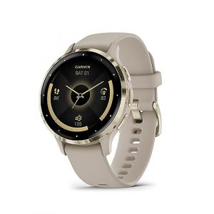 Garmin Venu 3S - Montre connectée GPS Sport et santé - Soft Gold avec Bracelet Lin