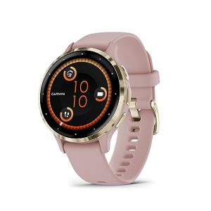 Garmin Venu 3S - Montre connectée GPS Sport et santé - Soft Gold avec Bracelet Rose