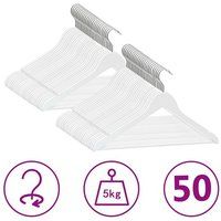 vidaXL 50x Bois Dur Cintres Antidérapants Cintres à Vêtements Rangement Organisateur de Vêtements Crochet Rotatif à 360 Degrés Blanc