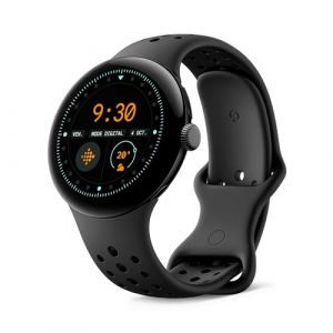 Google Pixel Watch 3 (45 mm) ? Boîtier Noir Mat ? Bracelet Noir Volcanique ? Wi-FI