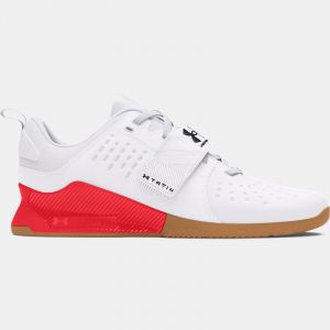 Chaussure de training Under Armour Reign Lifter unisexe Blanc / Racer Rouge / Noir 45.5