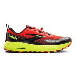 Chaussures Brooks Cascadia 18 Medium rouge noir jaune fluo - 48.5