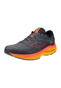 Mizuno Hommes Wave Rider 27 Chaussure De Running sans Stabilisateurs Chaussures De Running Turbulence/Cayenne/Citrus - Gris Foncé 42