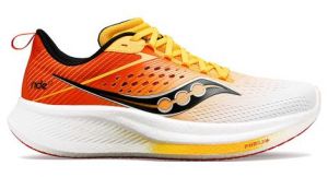 Chaussures de running saucony ride 17 blanc rouge jaune