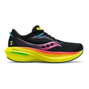 Chaussures Saucony Triumph 21 noir jaune fluo rose femme - 36