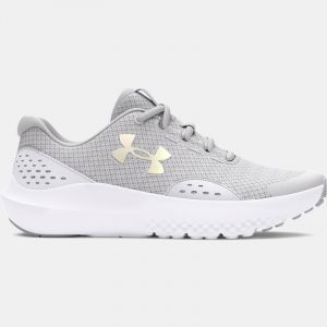 Chaussure de course Grade School Under Armour Surge 4 pour fille Halo Gris / Blanc / Iridescent 35.5