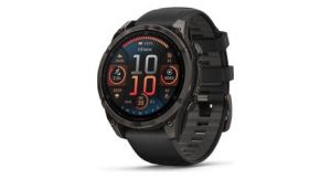 Montre gps garmin fenix 8 amoled   47 mm sapphire titane carbon gray dlc avec bracelet en silicone noir gris