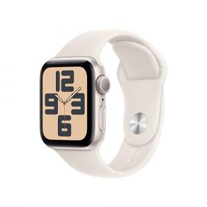 Apple Watch SE (2. Generation) GPS 40 mm Smartwatch mit Aluminiumgehäuse in Polarstern und Sportarmband in Polarstern (S/M). Fitness und Schlaftracker