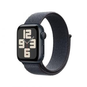 Apple Watch SE (2. Generation) GPS 40 mm Smartwatch mit Aluminiumgehäuse in Mitternacht und Sport Loop in Tinte (One Size). Fitness und Schlaftracker