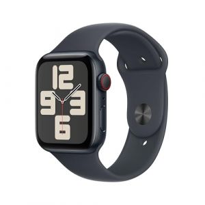 Apple Watch SE (2. Generation) GPS + Cellular 44 mm Smartwatch mit Aluminiumgehäuse in Mitternacht und Sportarmband in Mitternacht (M/L). Fitness und Schlaftracker