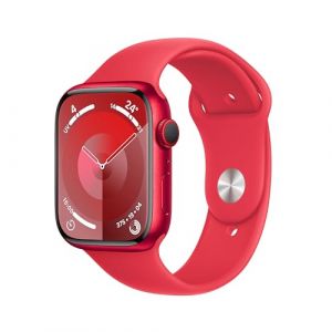 Apple Watch Series 9 (45 mm GPS + Cellular) Smartwatch avec boîtier en Aluminium et Bracelet Sport (Product) Red (M/L). Suivi de l?activité Physique