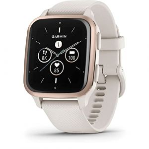 Garmin Venu Sq 2 ? Music Edition - Montre connectée GPS Multisports avec écran AMOLED et Suivi santé - Peach Gold avec Bracelet Ivoire - Boîtier 40 mm