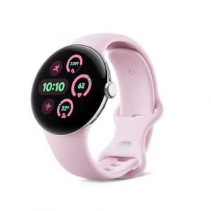 Google Pixel Watch 3 (41 mm) ? Boîtier Argent Poli ? Bracelet Quartz Rose ? Wi-FI