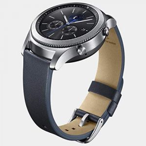 Samsung Bracelet de Remplacement en Cuir Lisse pour la Montre Samsung Gear S3 - Bleu Marine