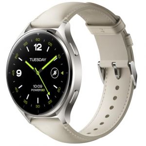 Xiaomi Boîtier Gris Titan Watch 2 avec Bracelet en Cuir Blanc