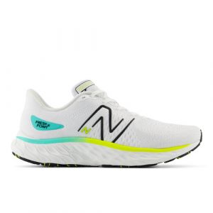 New Balance Homme Fresh Foam X EVOZ v3 en Blanc/Noir/Jaune/Vert, Textile, Taille 47.5 Large