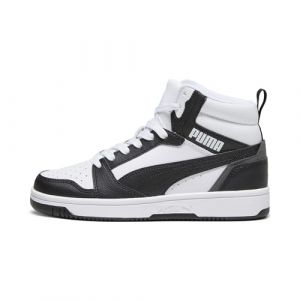 PUMA Baskets mi-Hautes Rebound V6 Enfant et Adolescent PUMA White-PUMA Black-Shadow Gray 37.5 EU