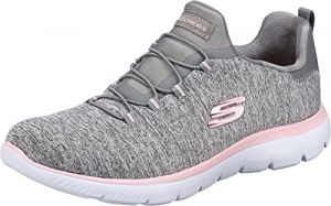 Skechers Summits Womens Slip On Bungee Sneakers Charcoal/Green 6 W