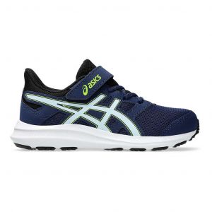 Chaussures ASICS Jolt 4 bleu marine blanc vert fluo enfant - 35