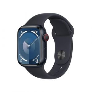 Apple Watch Series 9 (41 mm GPS + Cellular) Smartwatch avec boîtier Aluminium et Bracelet Sport Minuit (M/L). Suivi de l?activité Physique