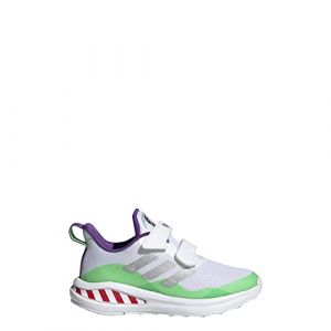 adidas Boy's Fortarun Buzz CF (Little Kid/Big Kid) White/Silver Metallic/Semi Solar Lime 4 Big Kid M