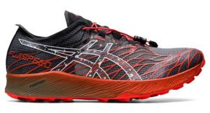 Chaussures running asics fujispeed noir orange