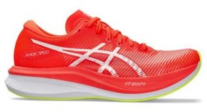 Chaussures de running femme asics magic speed 3 rouge blanc