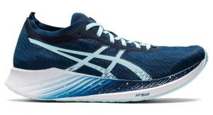 Chaussures de running asics magic speed bleu blanc femme