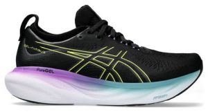 Chaussures de running asics gel nimbus 25 noir jaune femme