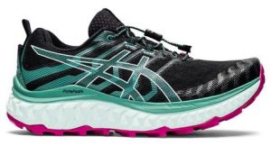 Chaussures de trail asics trabuco max noir vert rose femme