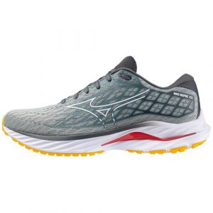 Mizuno Hommes Wave Inspire 20 Chaussure De Running avec Stabilisateurs Chaussures De Running Abyss/White/Citrus - Gris 45