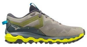 Chaussures de trail running mizuno wave mujin 9 gris bleu jaune