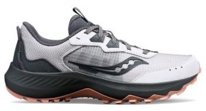 Chaussures de trail running femme saucony aura tr blanc gris rose