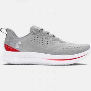 Chaussure de course Under Armour Velociti 4 pour homme Halo Gris / Racer Rouge / Blanc 41