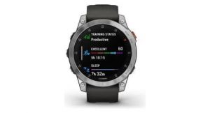 Montre gps connectee   garmin   epix    gen 2   acier  silver avec bracelet gris