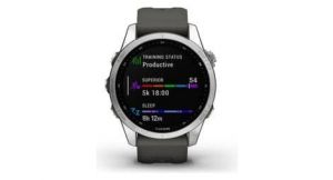 Montre gps connectee   garmin   fenix 7s   argent avec bracelet gris