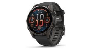 Montre gps garmin fenix 8 amoled   43 mm sapphire titane carbon gray dlc avec bracelet en silicone noir gris