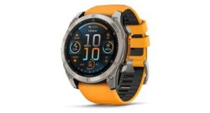 Montre gps garmin fenix 8 amoled   51 mm sapphire titane avec bracelet en silicone orange graphite