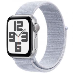 Apple Watch SE GPS 40 mm, boîtier en aluminium argenté avec boucle sport Blue Cloud