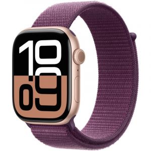 Apple Watch Series 10 GPS 46 mm Boîtier en aluminium or rose avec boucle Sport prune