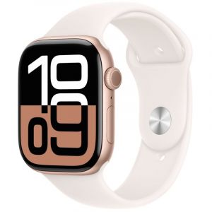 Apple Watch Series 10 GPS 46 mm Boîtier en aluminium or rose avec bracelet sport rose pâle - S/M