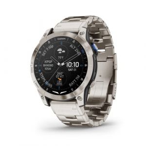 Garmin D2? Mach 1 Aviator Montre connectée avec bracelet en titane et silicone Vented Titanium