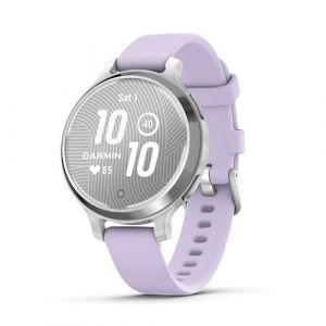 Garmin Lily 2 Active - Petite Montre connectée et élégante avec GPS intégré - Silver avec Bracelet Silicone Lilas