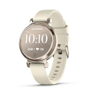 Garmin Lily 2 - Petite Montre connectée et élégante - Cream Gold avec Bracelet Silicone Blanc Coco - Cadran 35 mm