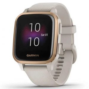 Garmin Venu SQ Music - Montre connectée GPS multisports & musique intégrée - Rose Gold avec bracelet beige - Boîtier 40mm