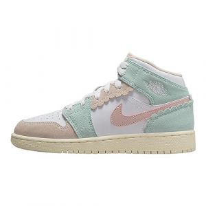 Jordan Big Kid's Air 1 Mid SE Blanc/rose Oxford-Jade Ice (DZ5361 100)