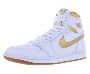 Air Jordan 1 Retro High OG Blanc Or Chaussures Femme (FD2596-107