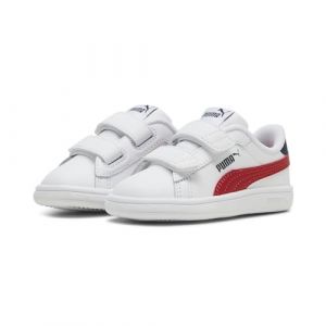 PUMA Baskets Smash 3.0 Leather V Bébé 19 White Club Red Navy Blue