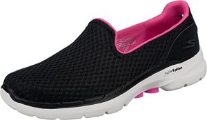 Skechers Go Walk 6 Big Splash Sneaker Femme Black Textile/pink Trim 36.5 EU