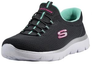 Skechers Summits Womens Slip On Bungee Sneakers Charcoal/Green 6 W